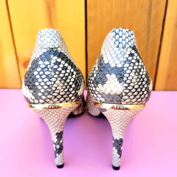 DKNY Randi Glossed Snake-effect Leather Pumps SZ 6 - Picture 8 of 16
